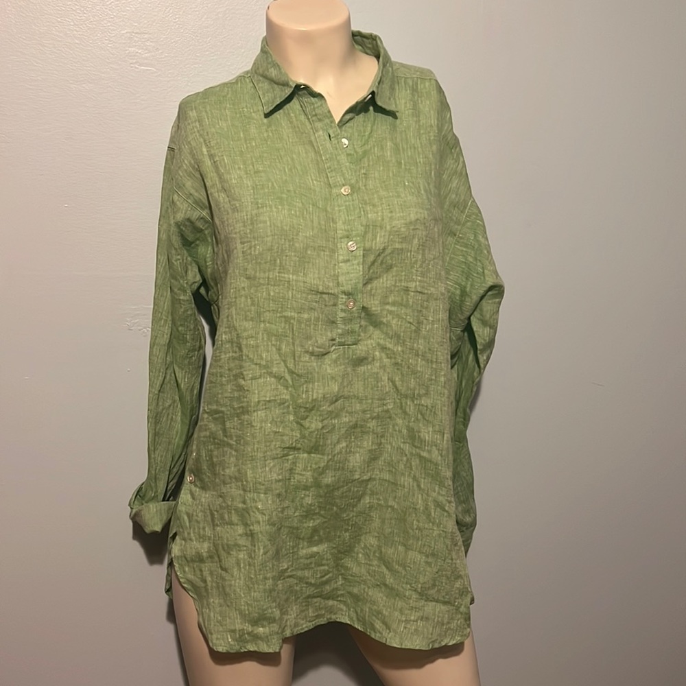 Fallon Linen Tunic. Half Button Placket. Button D… - image 1